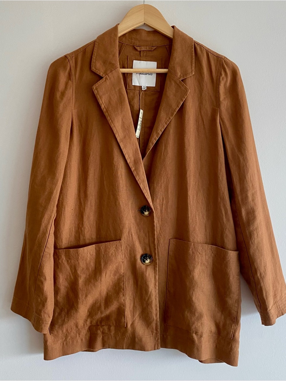 Madewell 100% Linen Blazer Jacket – Camel Brown – Size Small – NWT